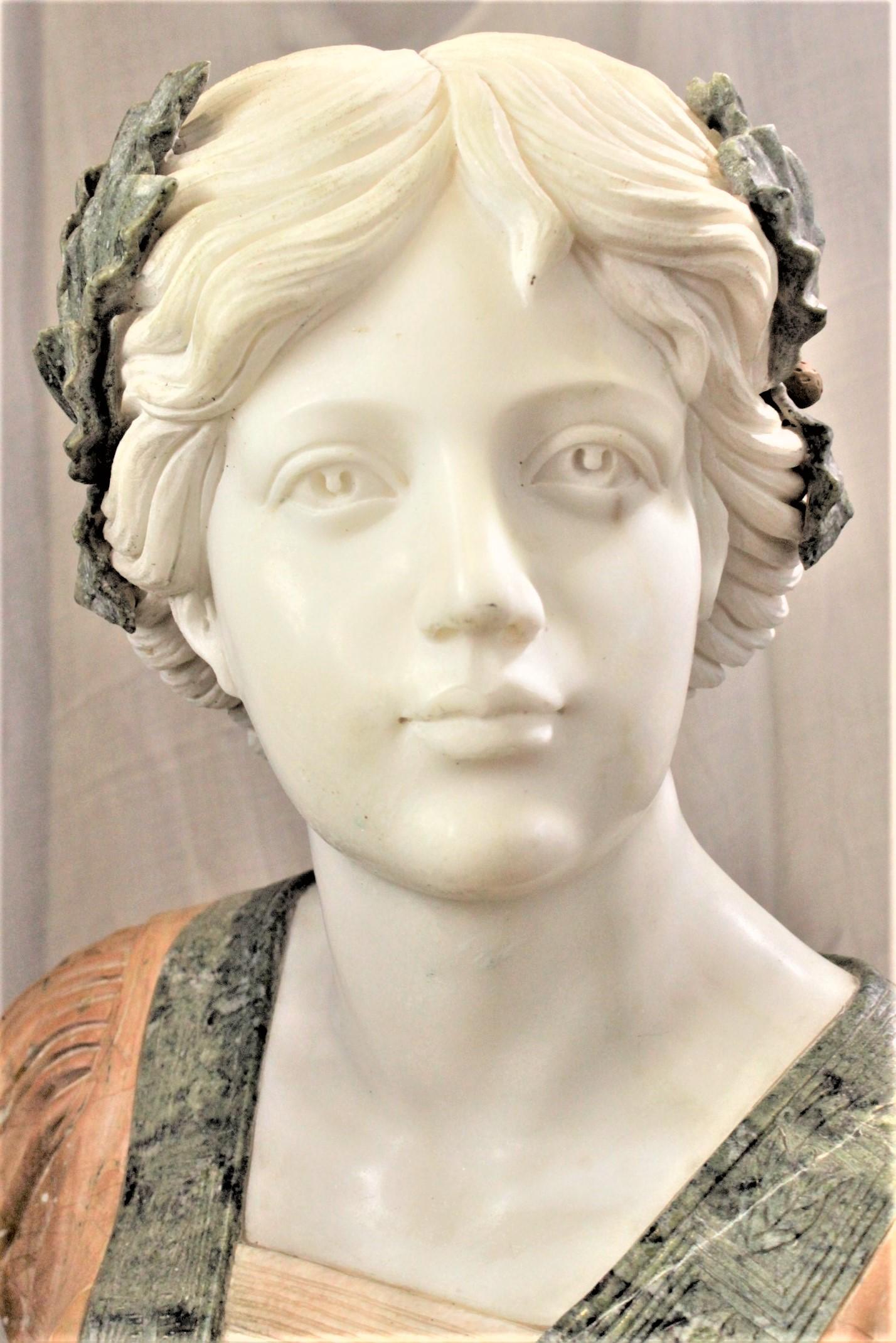 Large Antique Renaissance Styled Hand Carved Marble Female Sculpture or Bust 3
