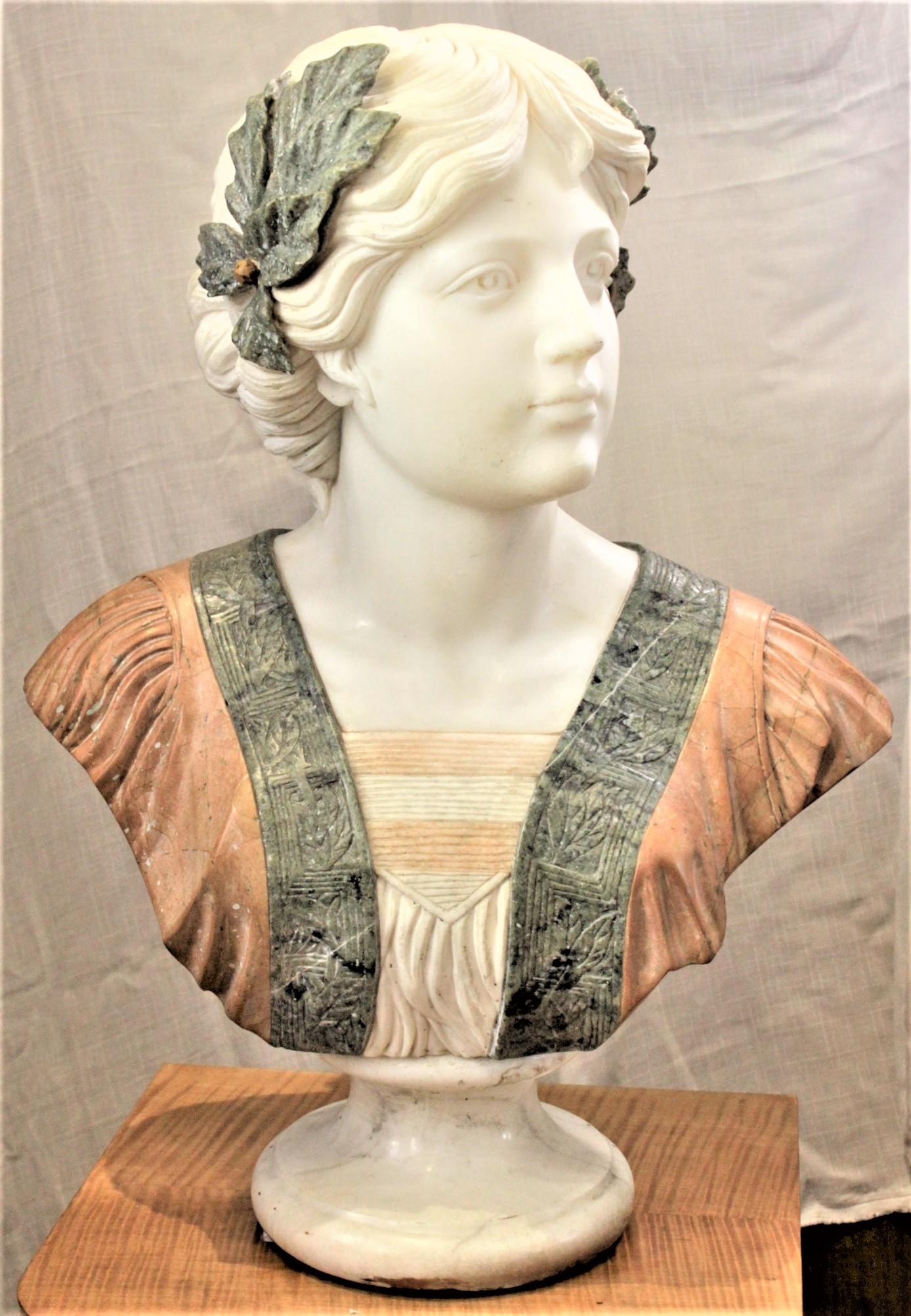 Large Antique Renaissance Styled Hand Carved Marble Female Sculpture or Bust In Good Condition In Hamilton, Ontario