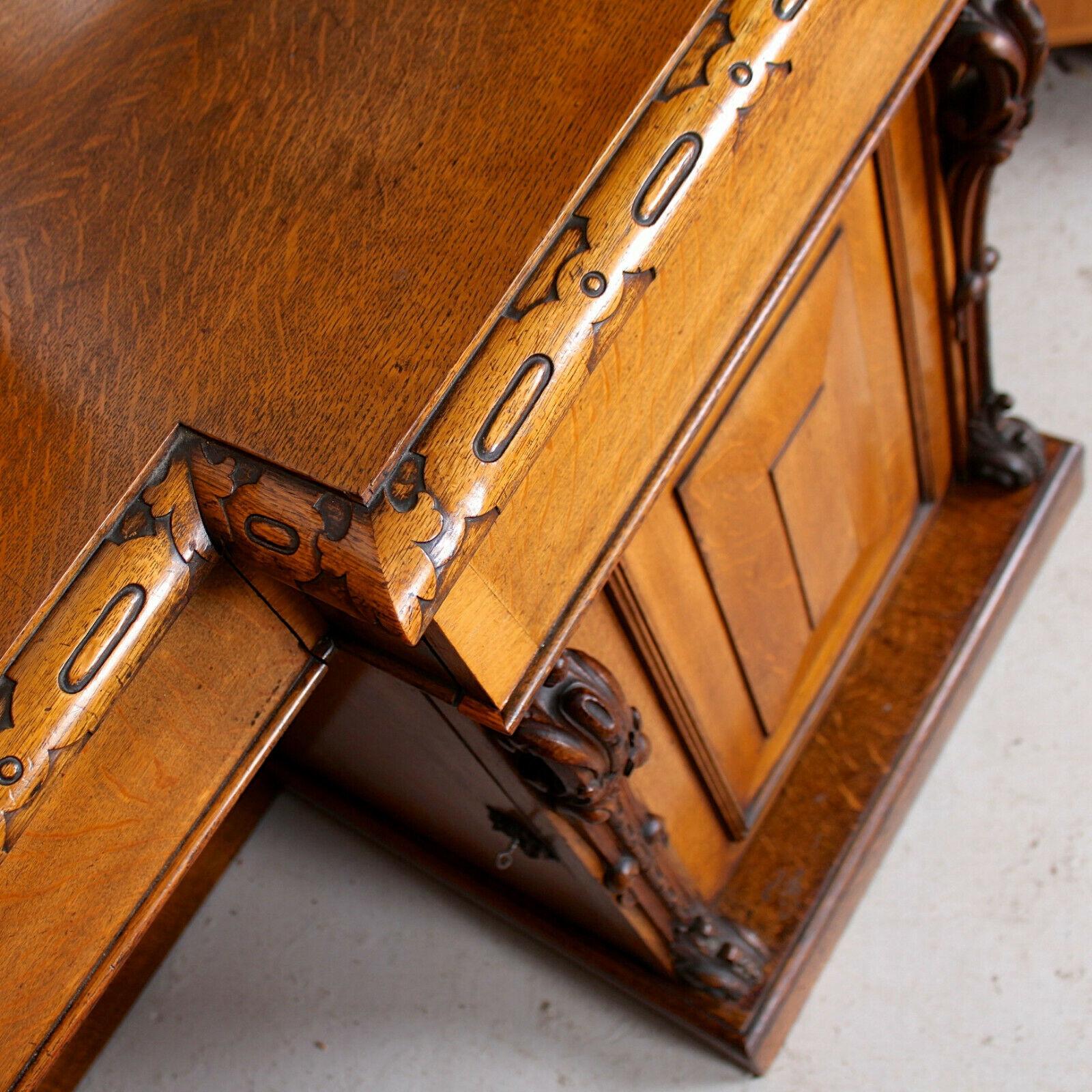 19th Century Large Antique Reverse Breakfront Oak Sideboard Desk For Sale