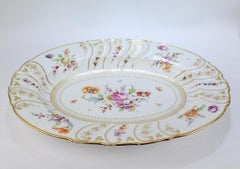 Large Antique Richard Klemm Dresden Porcelain Platter with Deutsche Blumen Decor