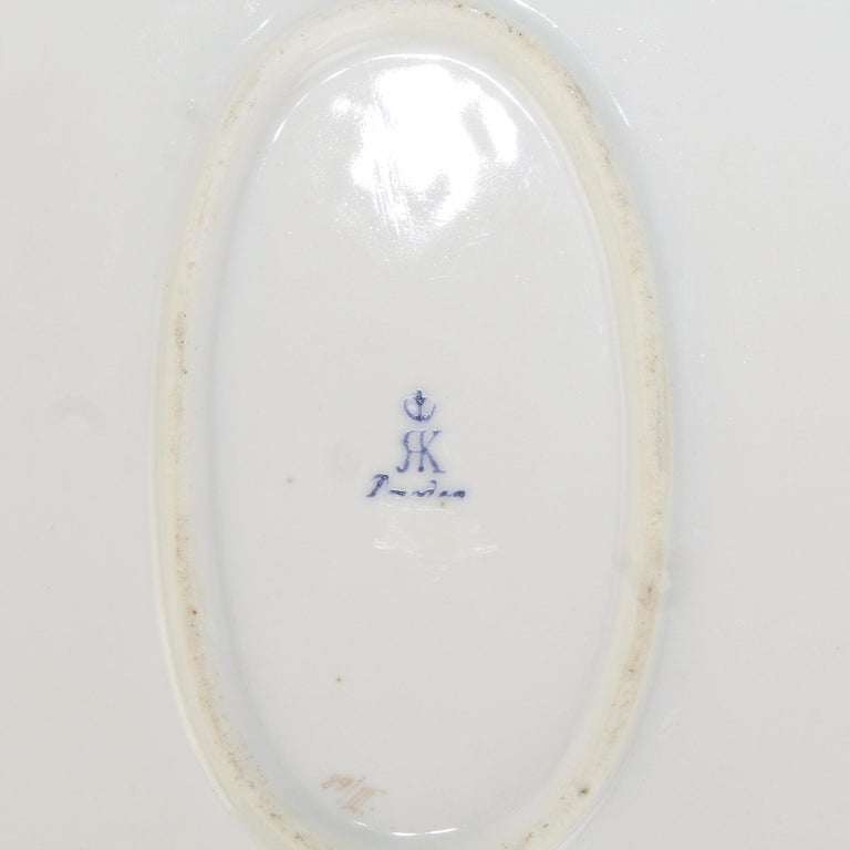 Large Antique Richard Klemm Dresden Porcelain Platter with Deutsche Blumen Decor For Sale at