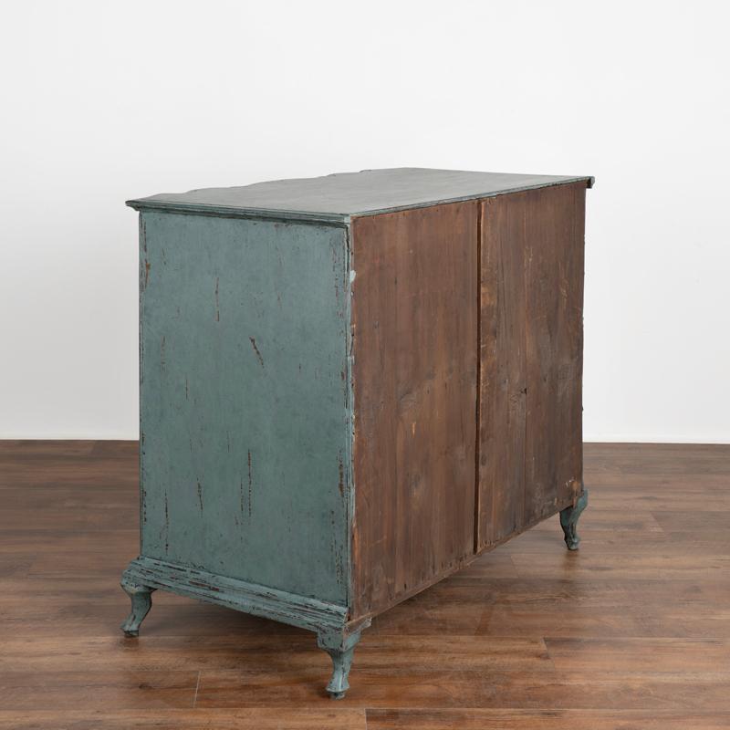 19th Century Large Antique Rococo Oak Chest of Drawers With Blue Painted Finish Circa 1800's