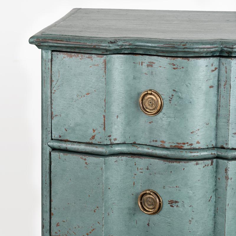 Large Antique Rococo Oak Chest of Drawers With Blue Painted Finish Circa 1800's 2