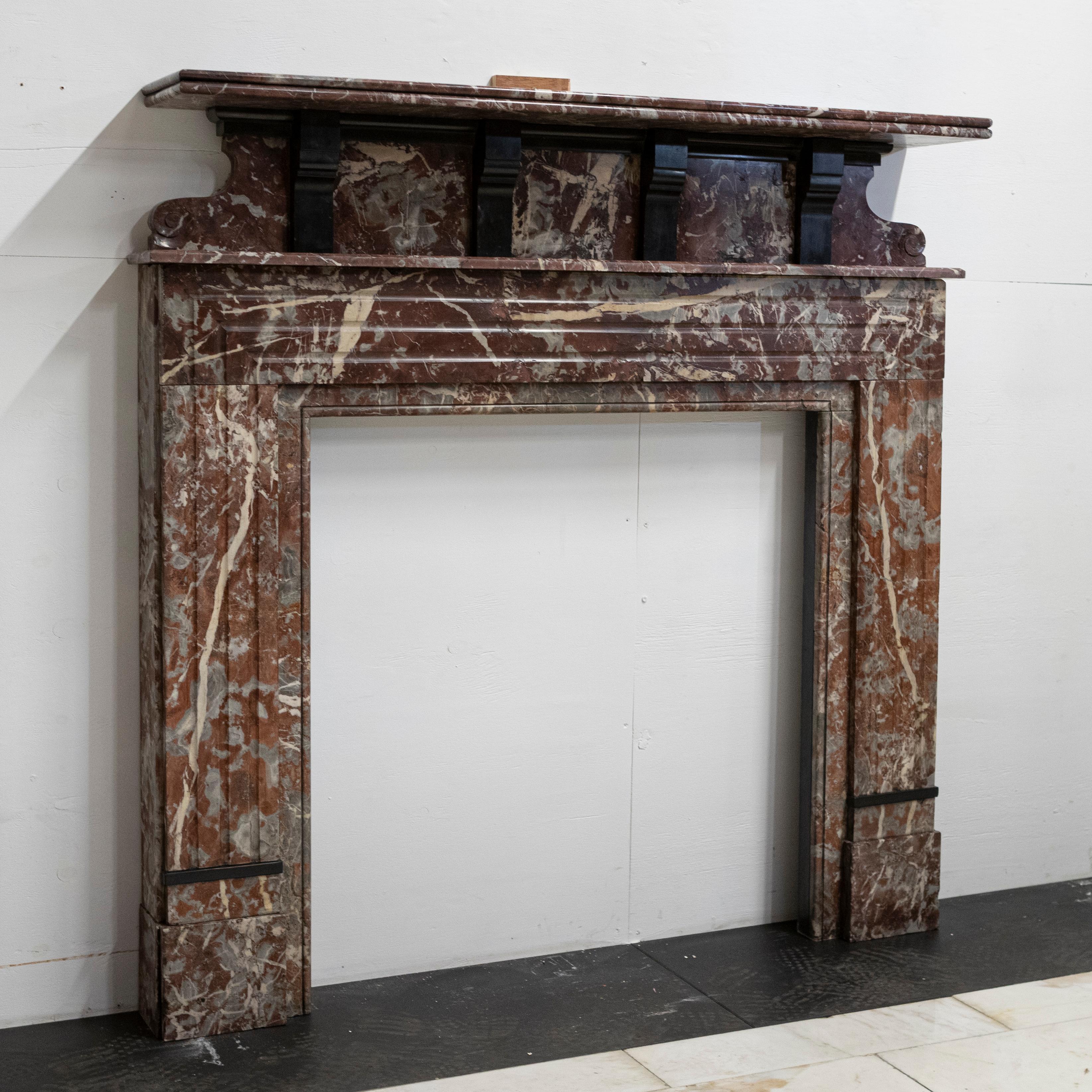 Large Antique Rouge Royal Red Marble Fireplace Surround For Sale 10
