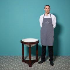 Large Antique Round Basin with Triform Stand