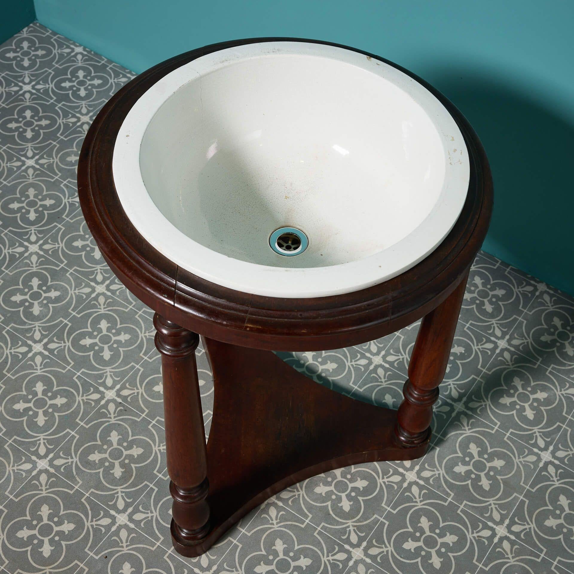 Victorian Large Antique Round Basin with Triform Stand For Sale