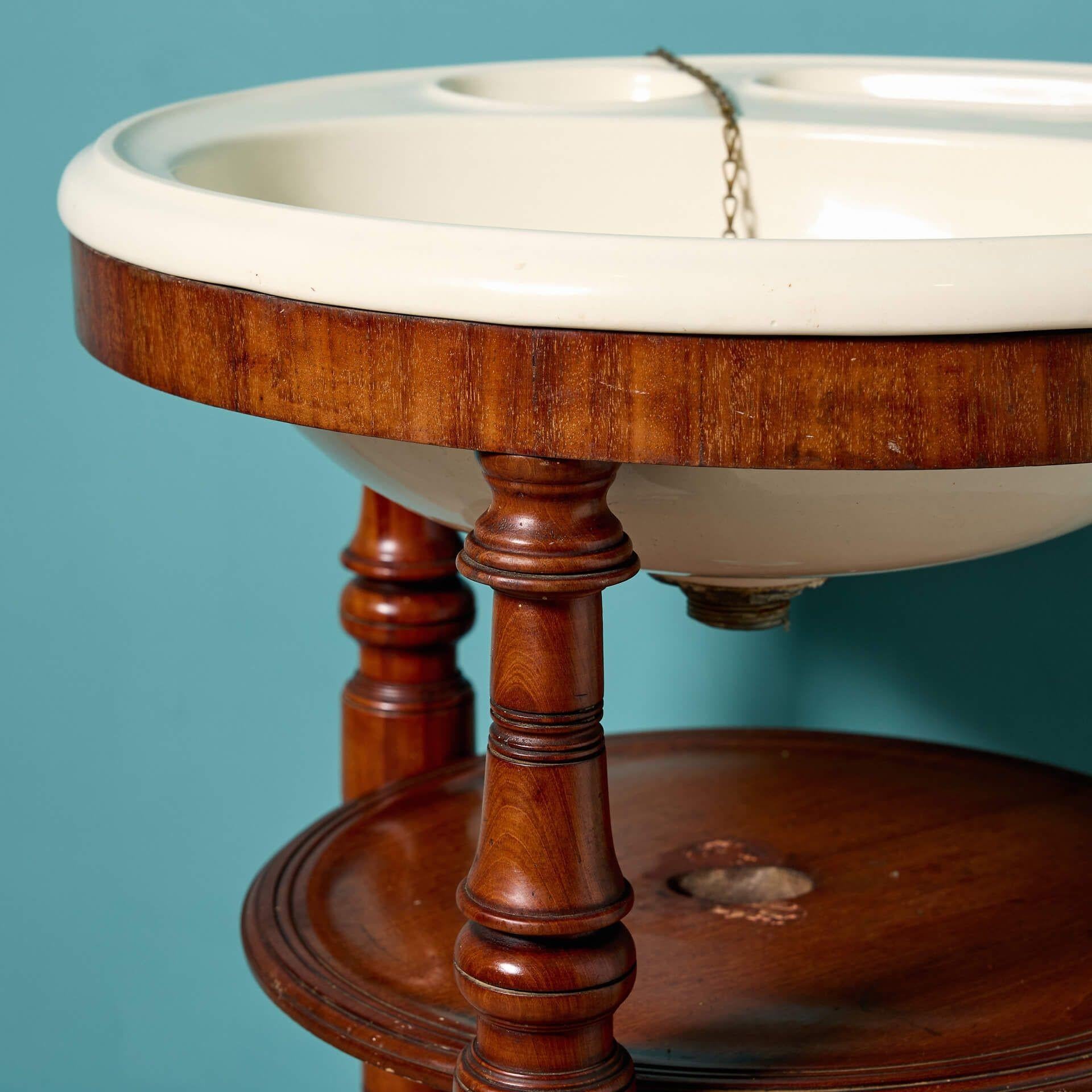Victorian Large Antique Round Basin with Triform Stand For Sale