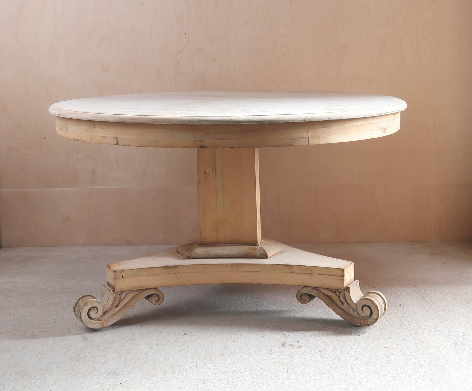 Large Antique Round Bleached Centre Table in Palladian Style. English C.1835 5