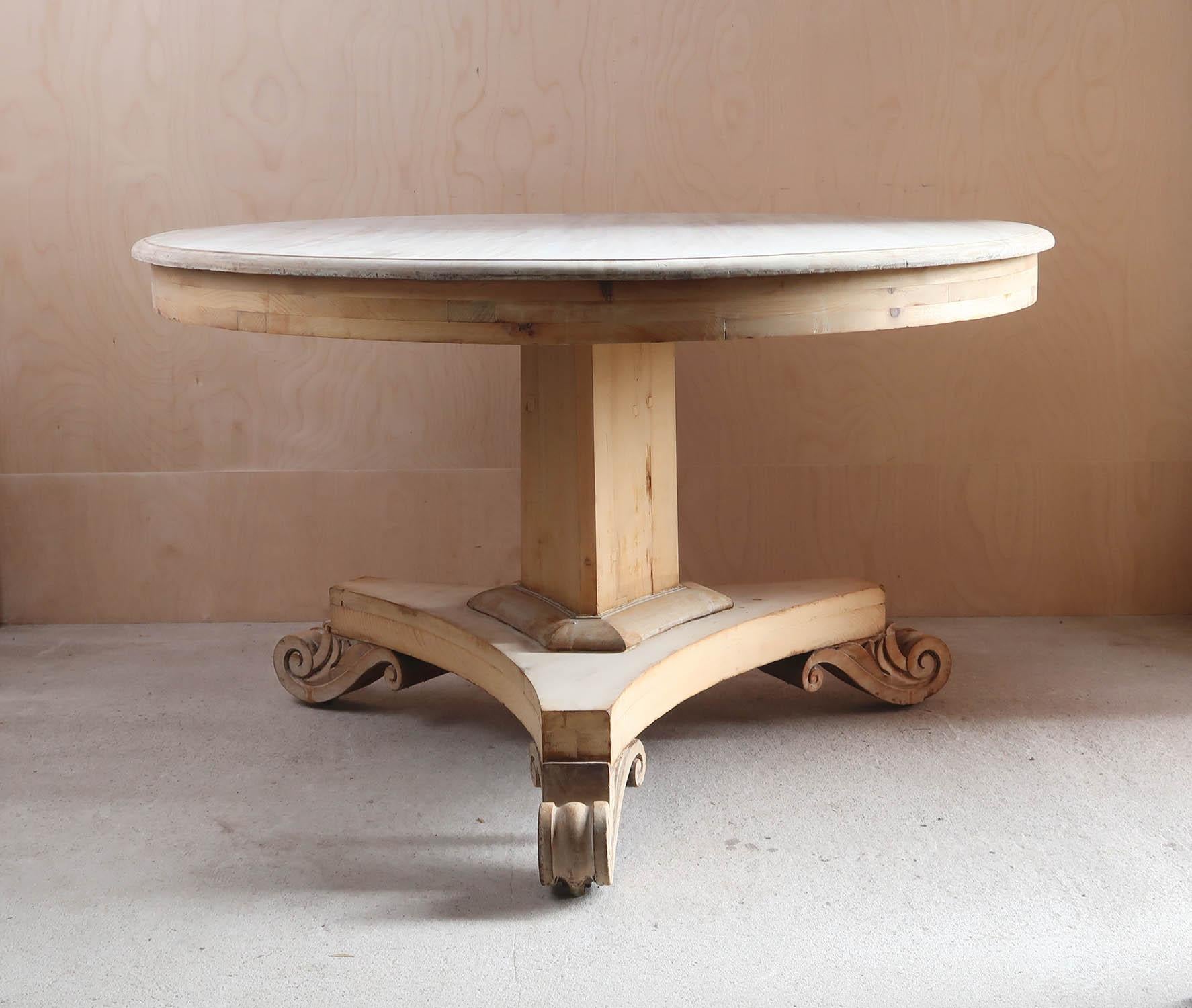 Large Antique Round Bleached Centre Table in Palladian Style. English C.1835 1
