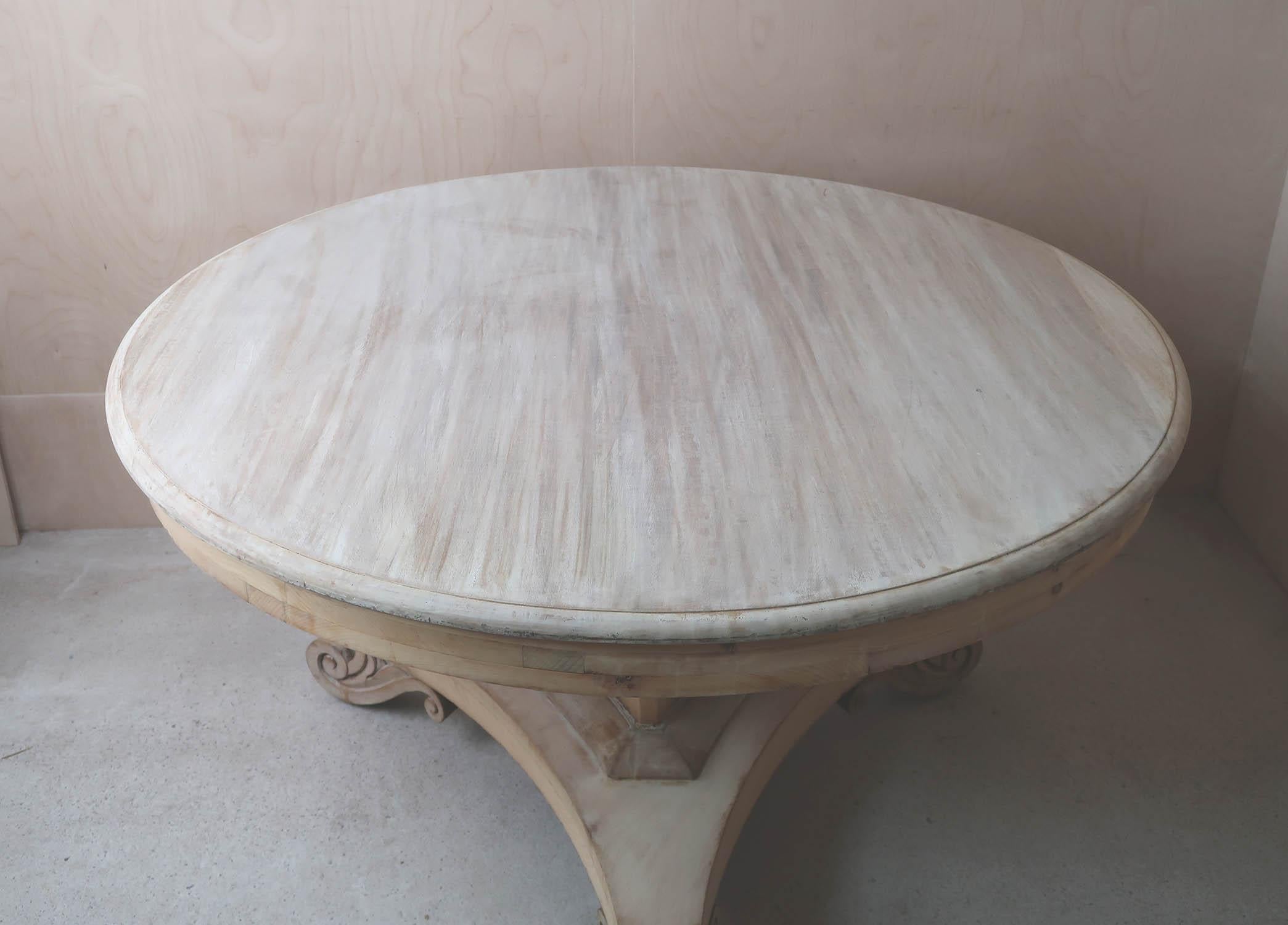 Large Antique Round Bleached Centre Table in Palladian Style. English C.1835 2