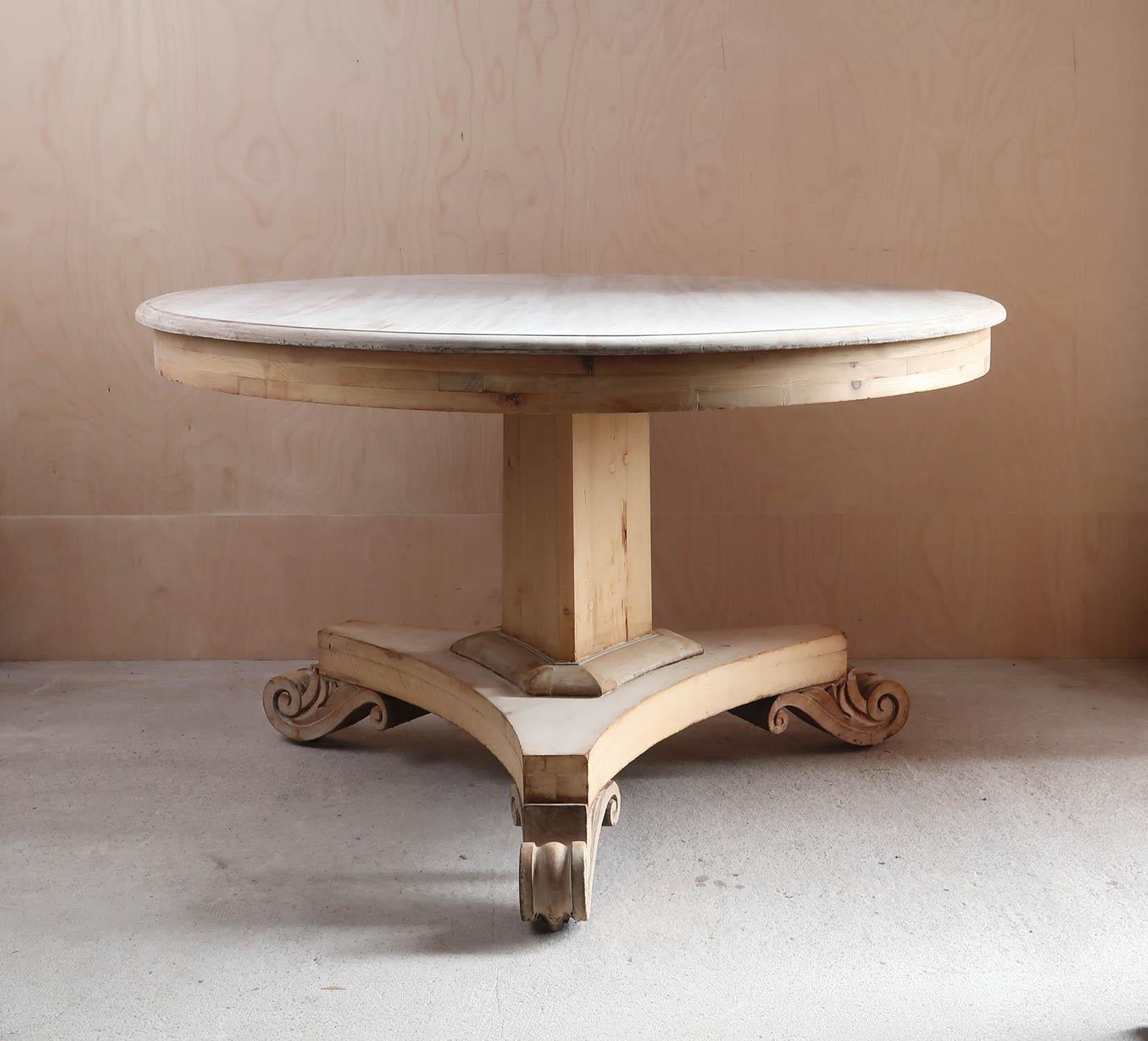 Large Antique Round Bleached Centre Table in Palladian Style. English C.1835 3