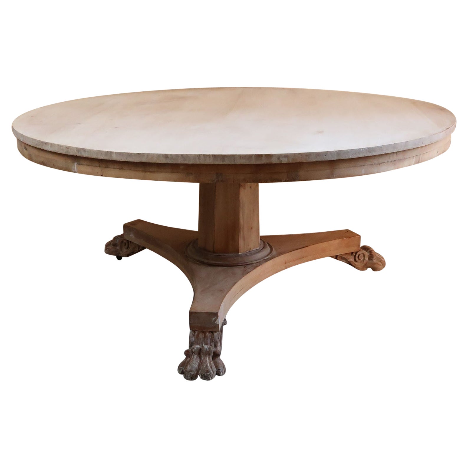 Large Antique Round Bleached Coffee Table in Palladian Style, C.1835