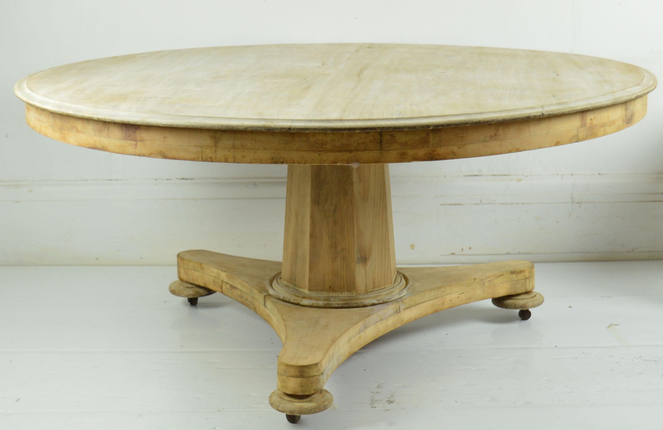 Palladian Large Antique Round Bleached Mahogany and Pine Coffee Table