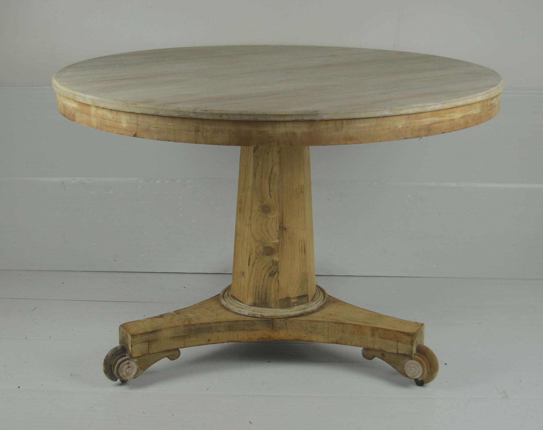 Palladian Large Antique Round Bleached Mahogany and Pine Table