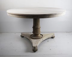 Large Antique Round Bleached Mahogany and Pine Table in Palladian Style, C.1835