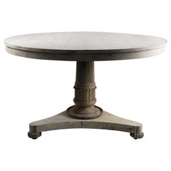 Large Antique Round Bleached Mahogany and Pine Table in Palladian Style, C.1835