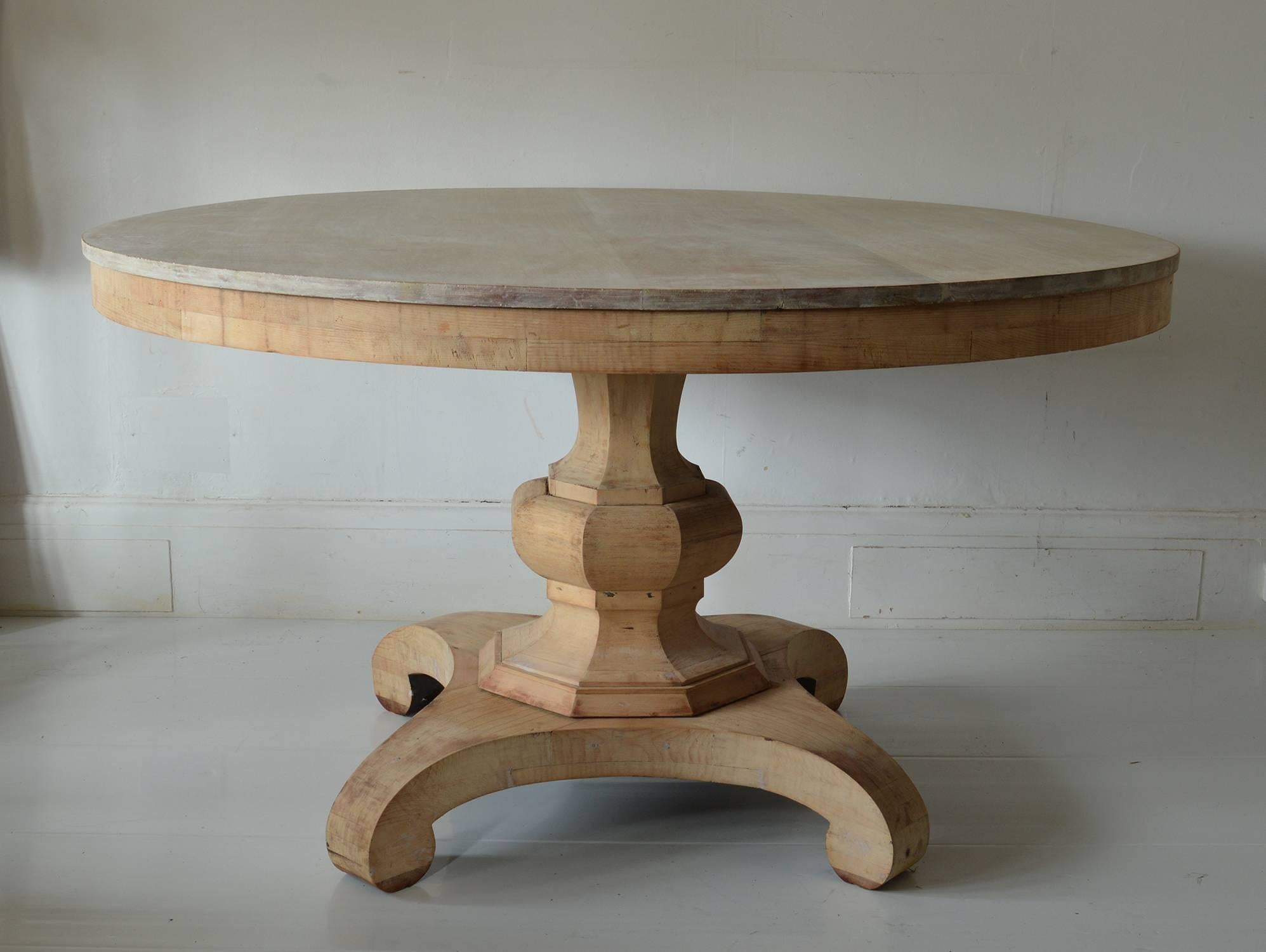 Fabulous large round Georgian table. Made from bleached Honduras mahogany and pine.

Beautifully figured top.

Great simple lines. I particularly like the urn shaped pedestal.

I have chosen not to lacquer or wax the table.





 