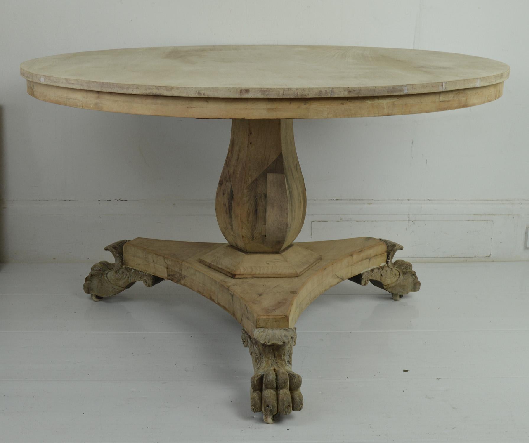 Fabulous large round Georgian table. Made from bleached Honduras mahogany and pine.

Beautifully figured top.

Great simple lines. I particularly like the carved detail on the feet.

I have chosen not to lacquer or wax the table.





 