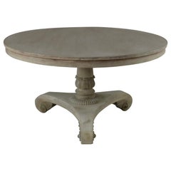 Large Antique Round Bleached Mahogany Table in Palladian Style