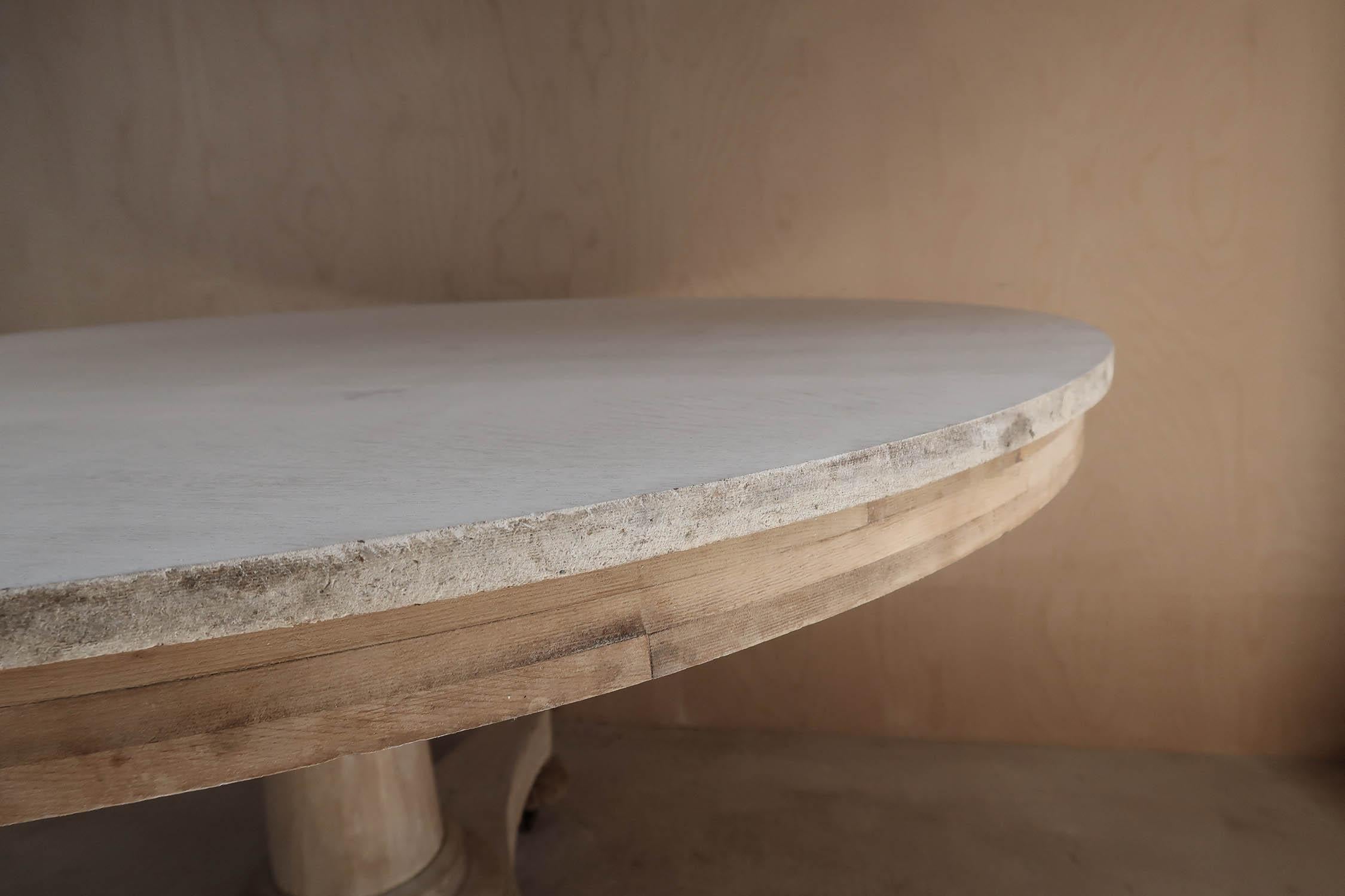 Large Antique Round Bleached Oak Centre Table in Palladian Style, C.1835 7