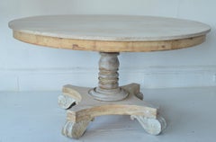 Large Antique Round Bleached Pine and Mahogany Table, English, circa 1830