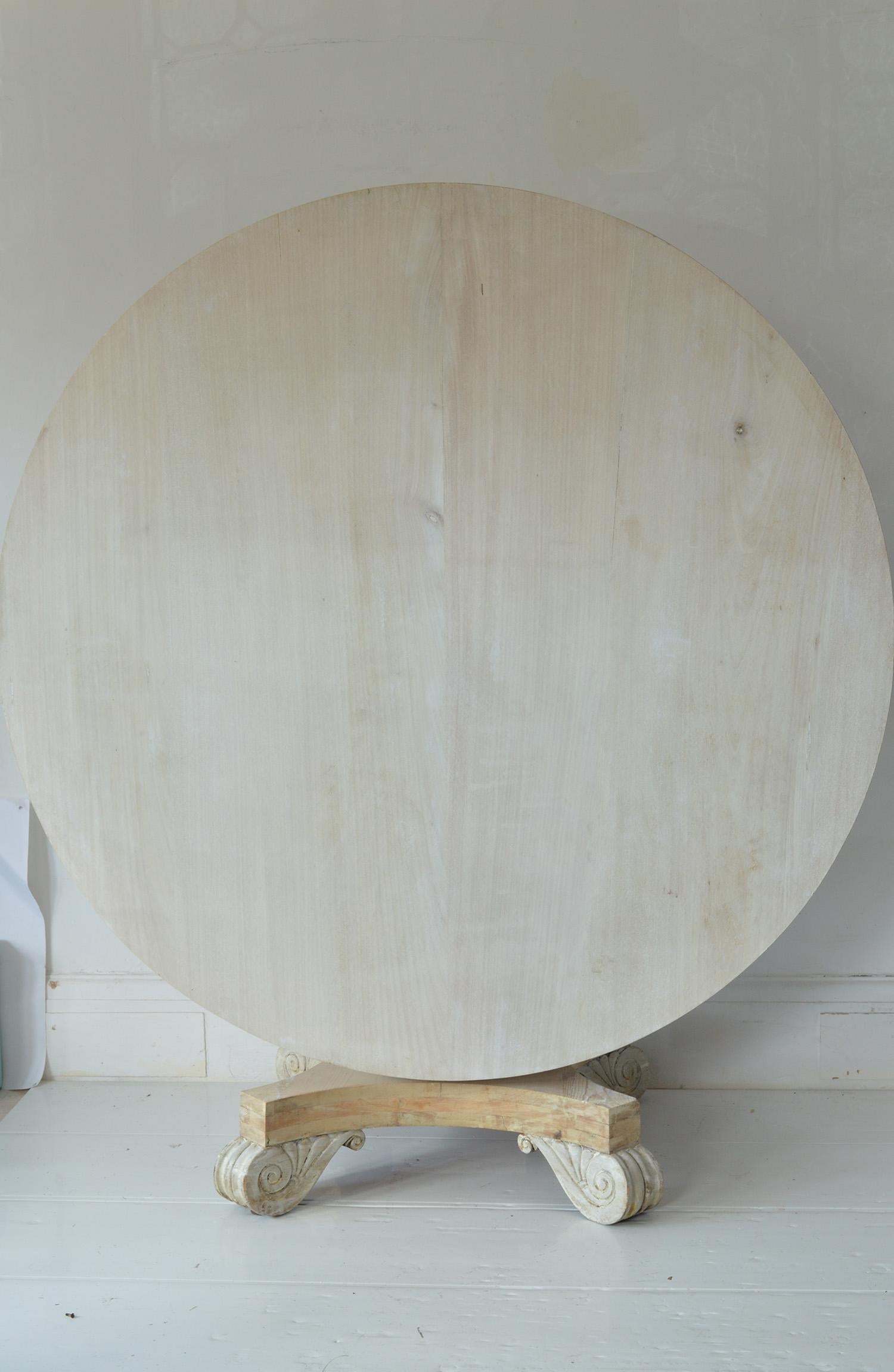 Early 19th Century Large Antique Round Bleached Pine and Mahogany Table, English, circa 1830