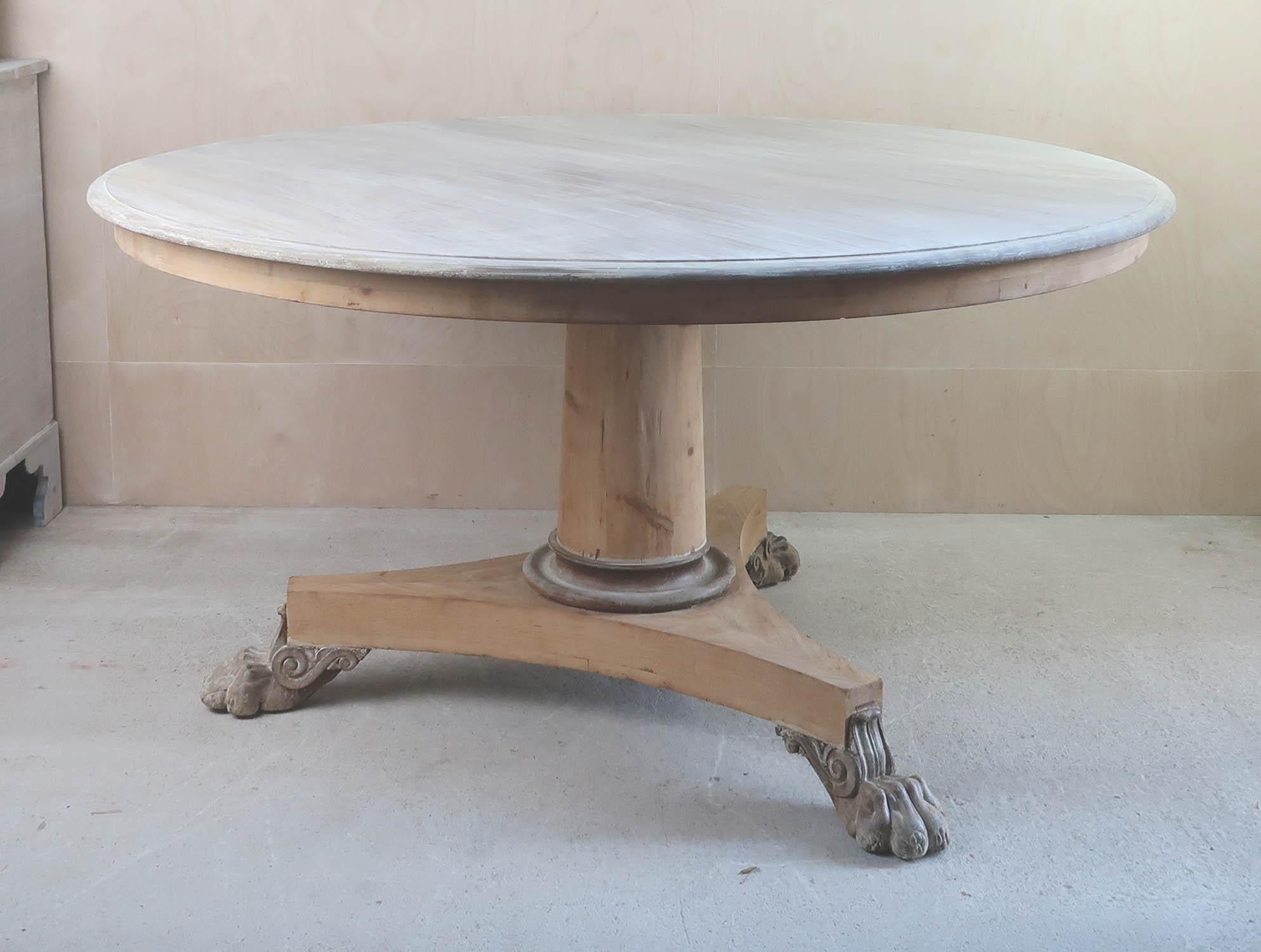 Large Antique Round Bleached Table in Palladian Style. English C.1835 4