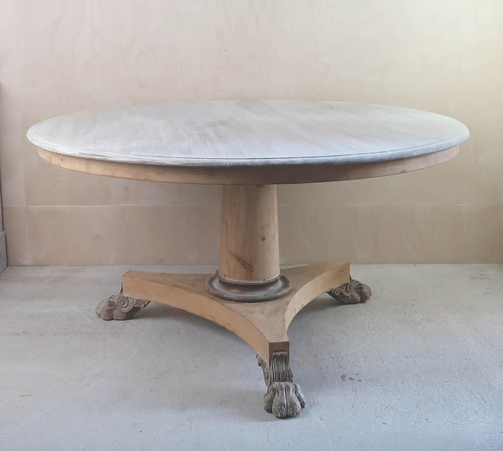 Large Antique Round Bleached Table in Palladian Style. English C.1835 5