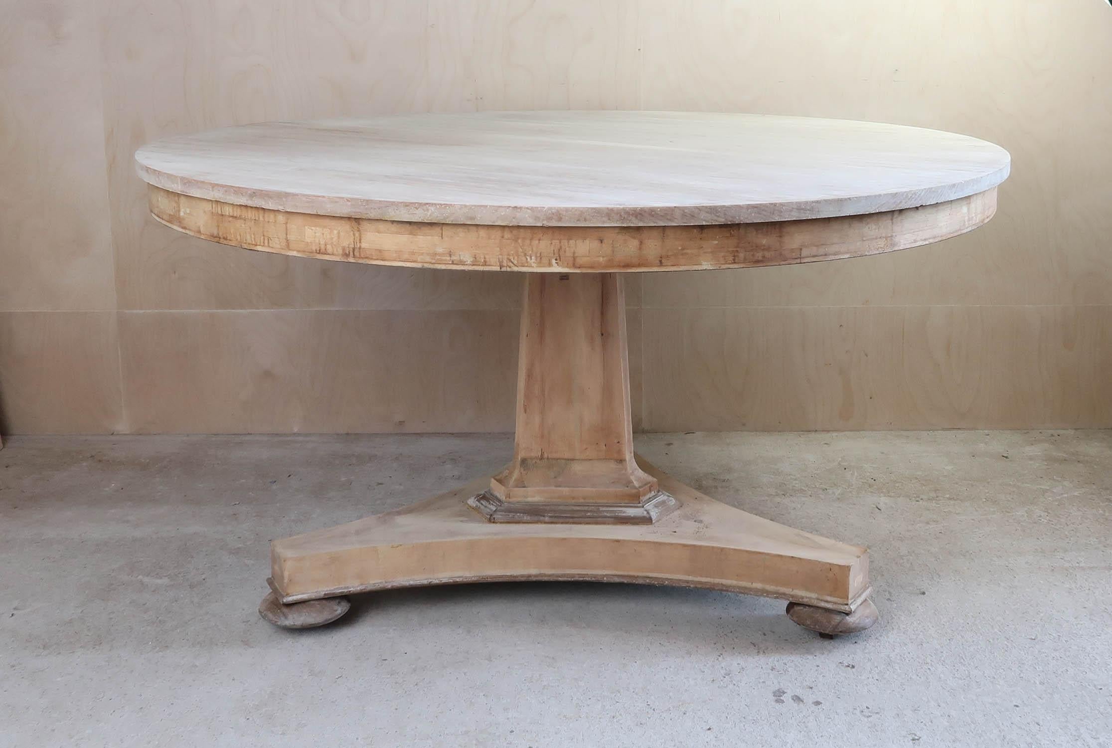 Large Antique Round Bleached Table in Palladian Style. English C.1835 2