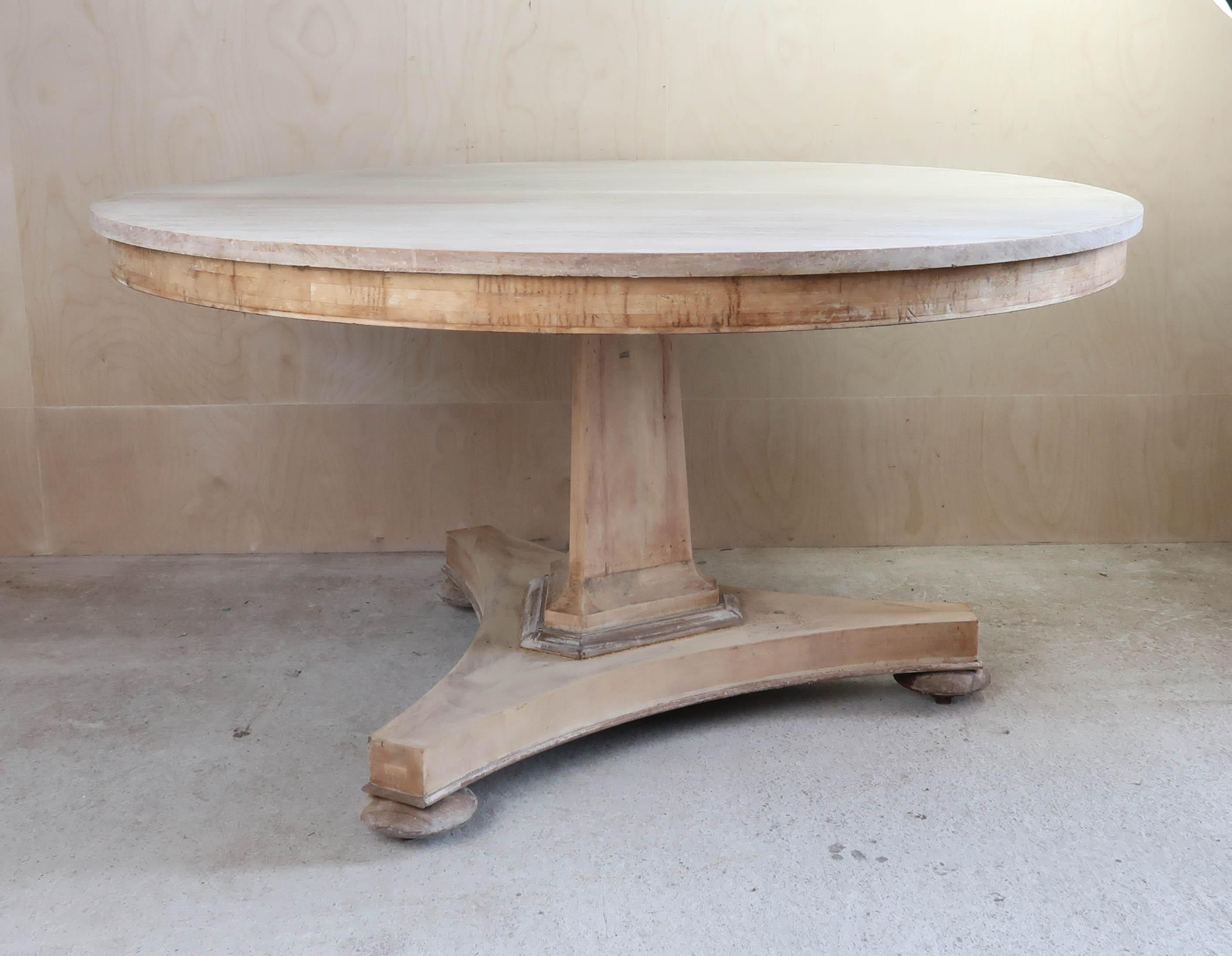Large Antique Round Bleached Table in Palladian Style. English C.1835 4