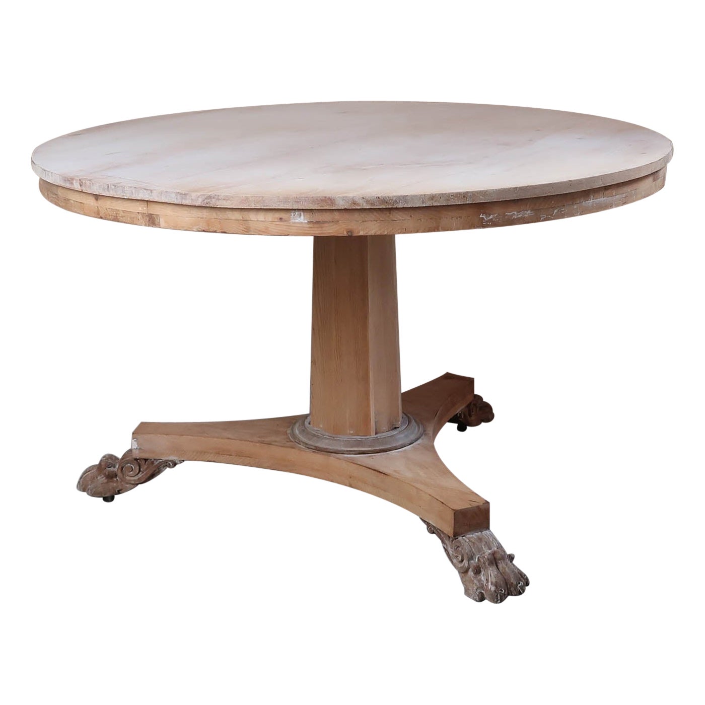 Large Antique Round Bleached Table in Palladian Style. English C.1835