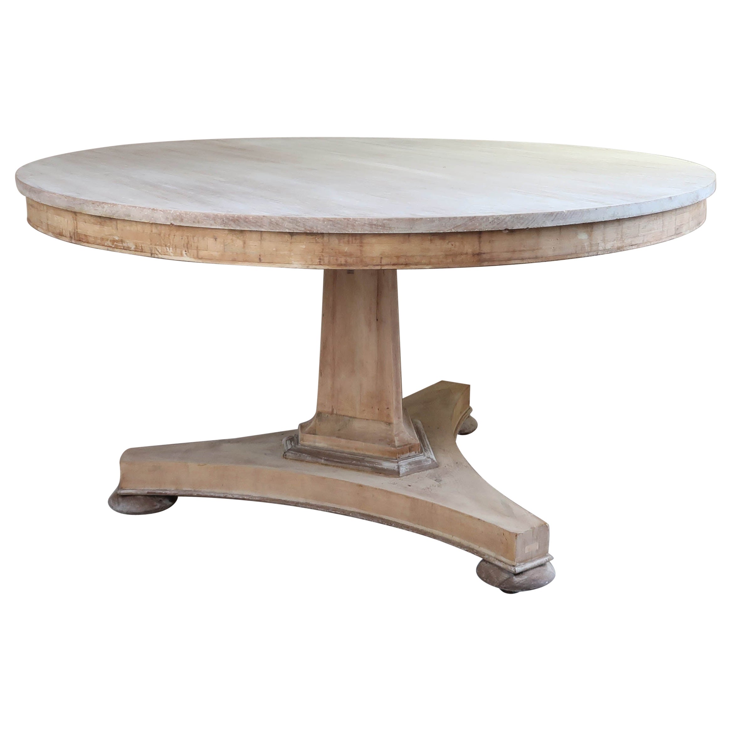 Large Antique Round Bleached Table in Palladian Style. English C.1835