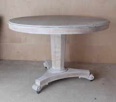 Large Antique Round Limed Oak Centre Table in Palladian Style, English, C.1835
