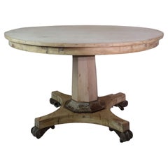 Large Antique Round Pine Table in Palladian Style, C.1835