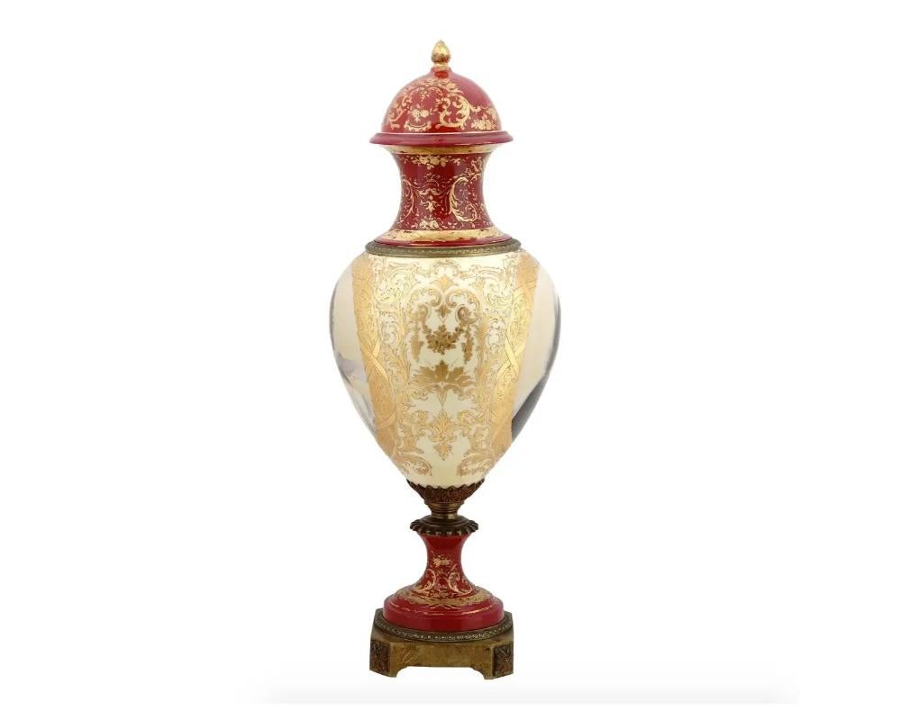 Large Antique Royal Vienna Double Portrait Hand-Painted Porcelain Vase, Ruth In Good Condition For Sale In New York, NY