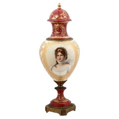 Große antike Royal Vienna Double Portrait Handbemalte Porzellanvase, Ruth