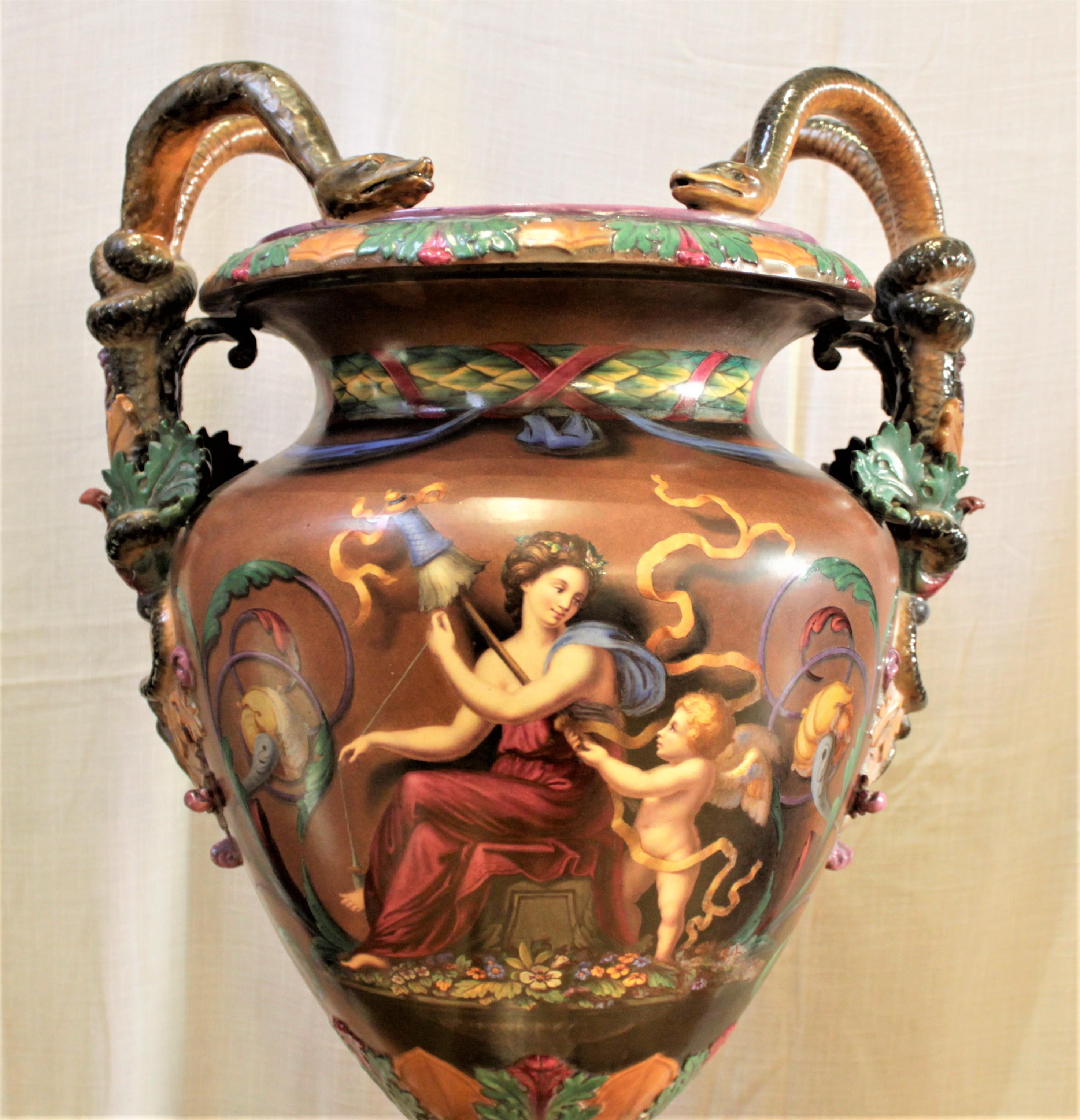 Large Antique Royal Worcester Majolica Exhibition Vase or Urn J. Rushton Styled 2