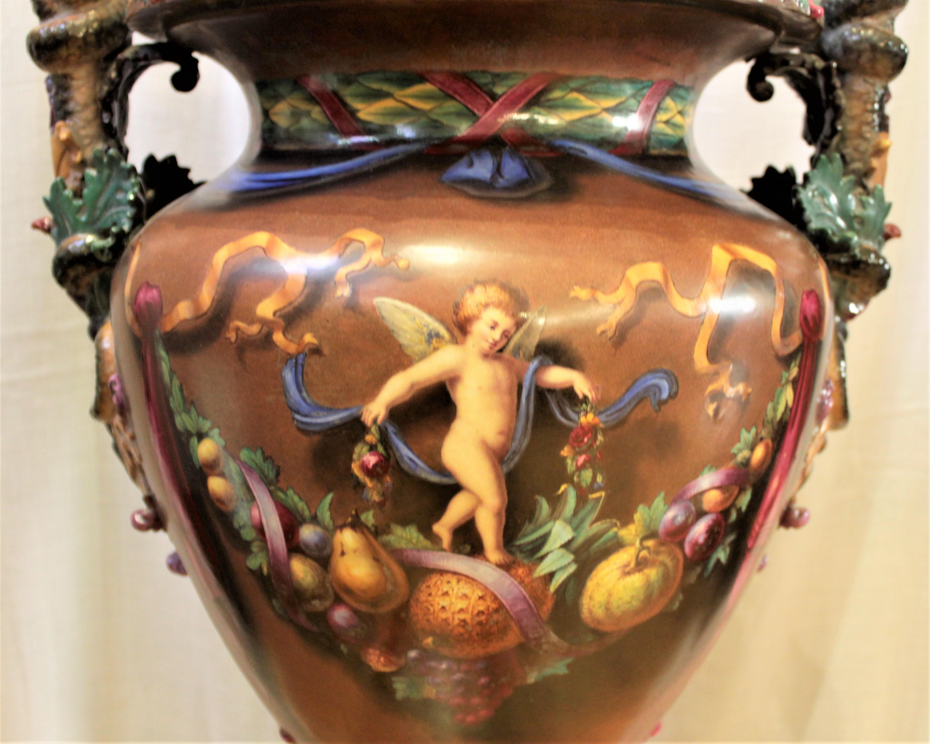 Large Antique Royal Worcester Majolica Exhibition Vase or Urn J. Rushton Styled 3