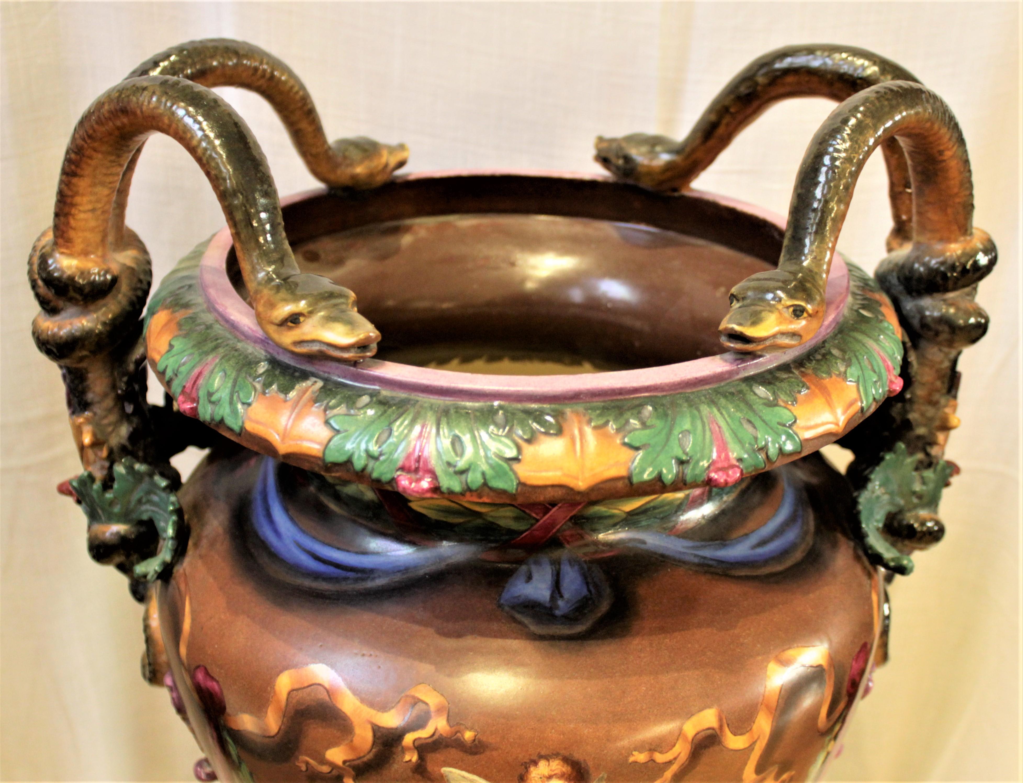 Large Antique Royal Worcester Majolica Exhibition Vase or Urn J. Rushton Styled 4