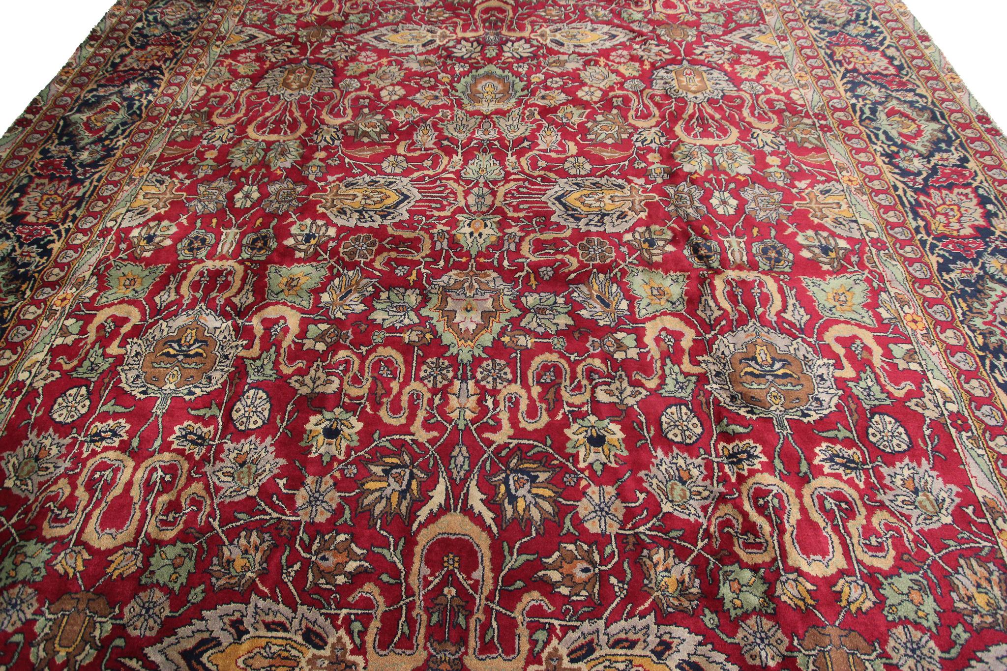 Alfombra Grande Antigua Geométrica Mohajeran Sobredimensionada Antigua Agra 11x19 Anudado a mano en venta