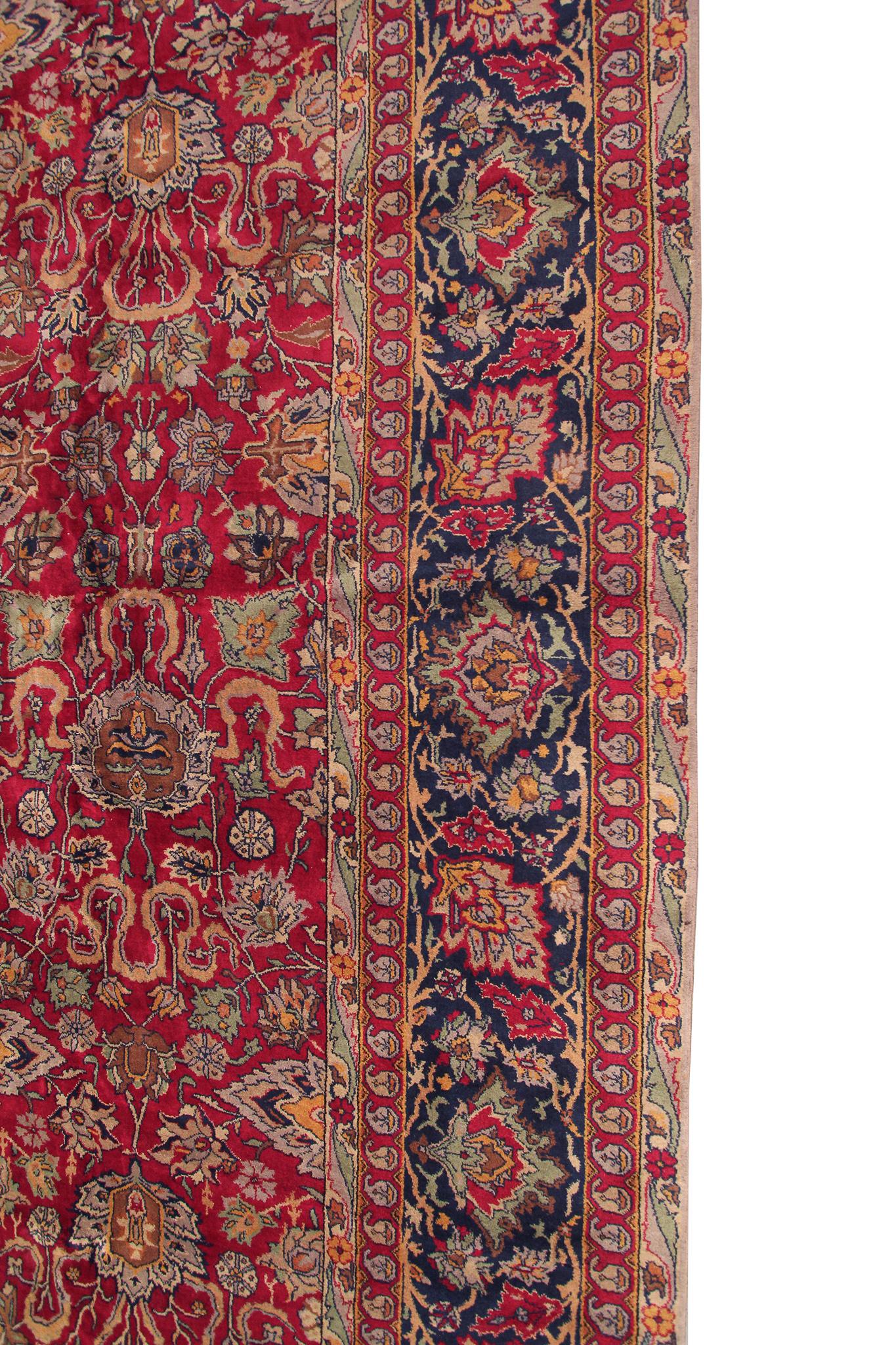 Alfombra Grande Antigua Geométrica Mohajeran Sobredimensionada Antigua Agra 11x19 Lana en venta