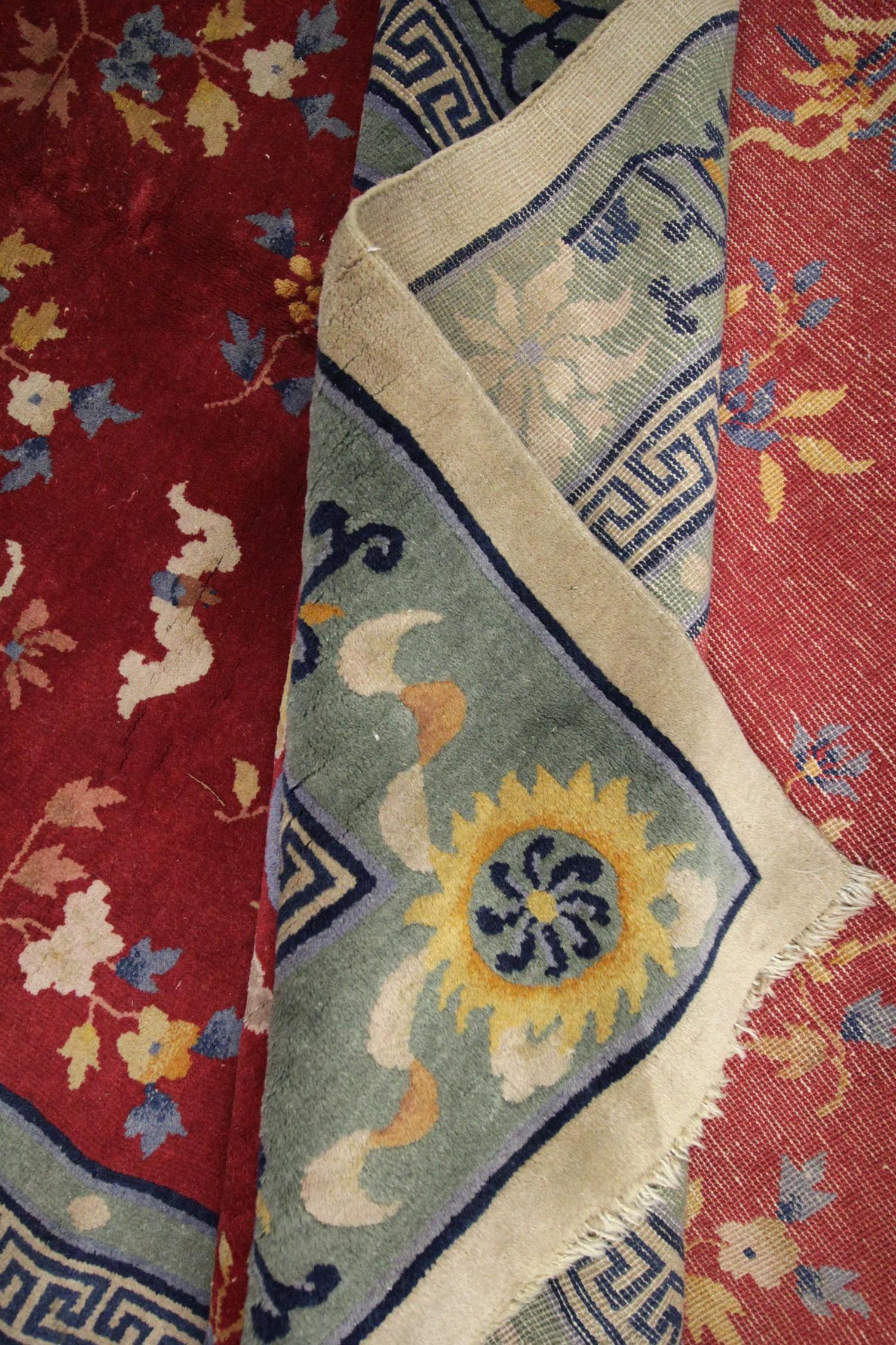 Vegetable Dyed Large Antique Rug Handmade Carpet Chinese Art Deco Red Wool Area Rug For Sale