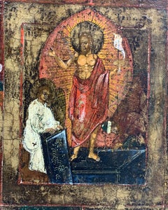 Large Antique Russian Icon Resurrection and Great Feast Days, 18th-19th Century