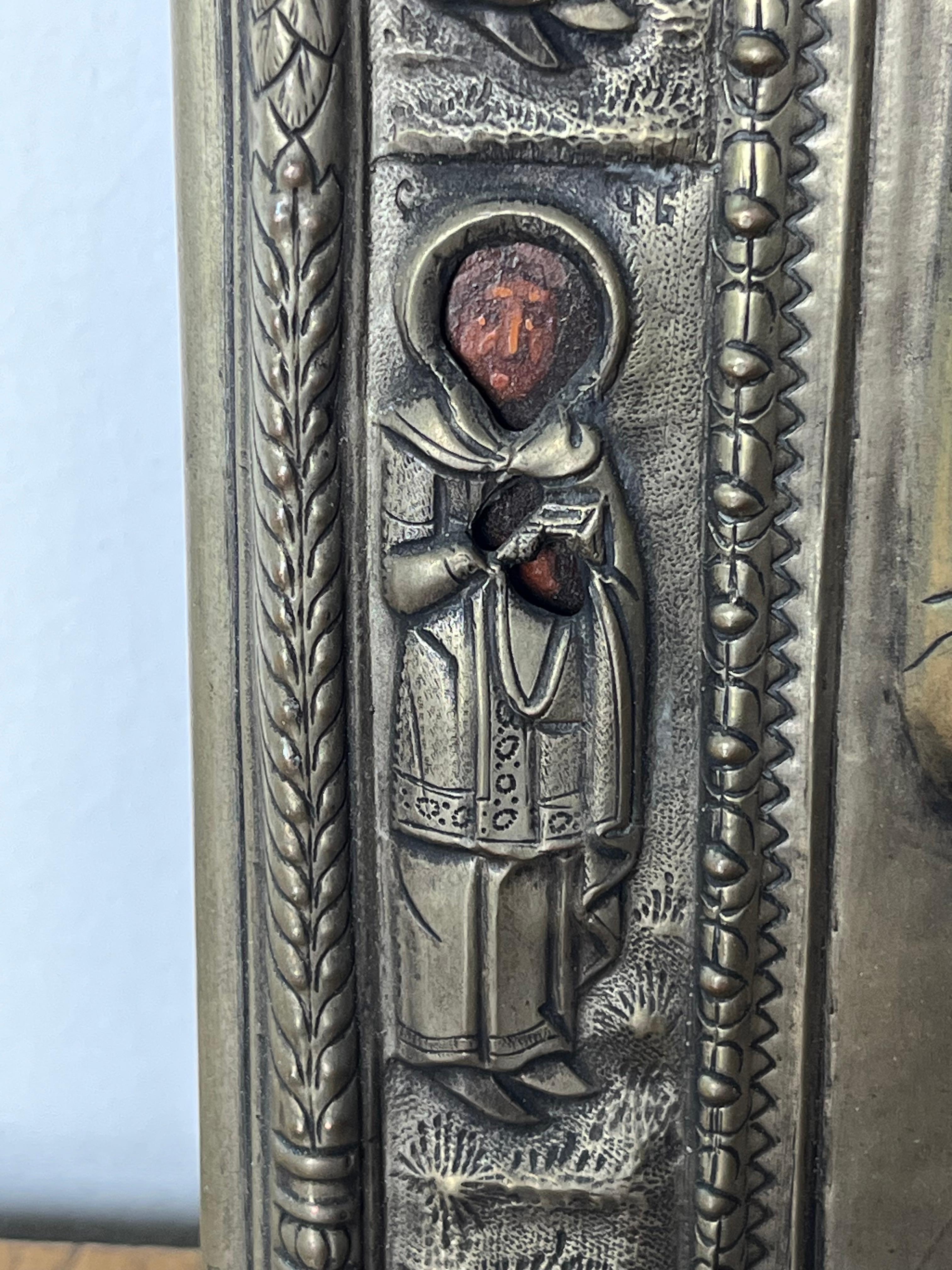 Mid-20th Century Large Antique Russian Silver Icon 