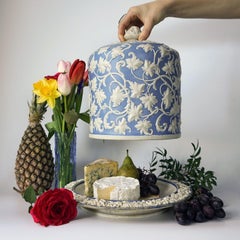 Large Antique Salt Glazed Stoneware Cheese Dome, 19th Century