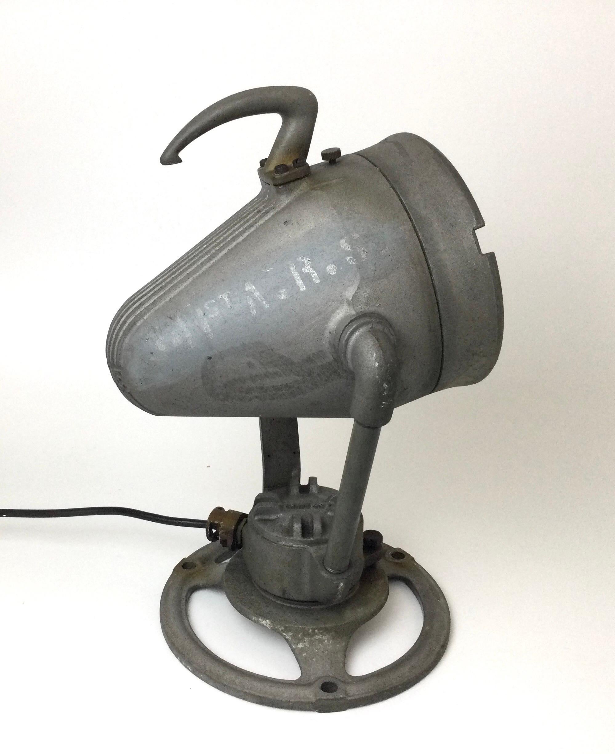 American Large Antique Salvaged Pyle Nautical or Marine Spotlight For Sale