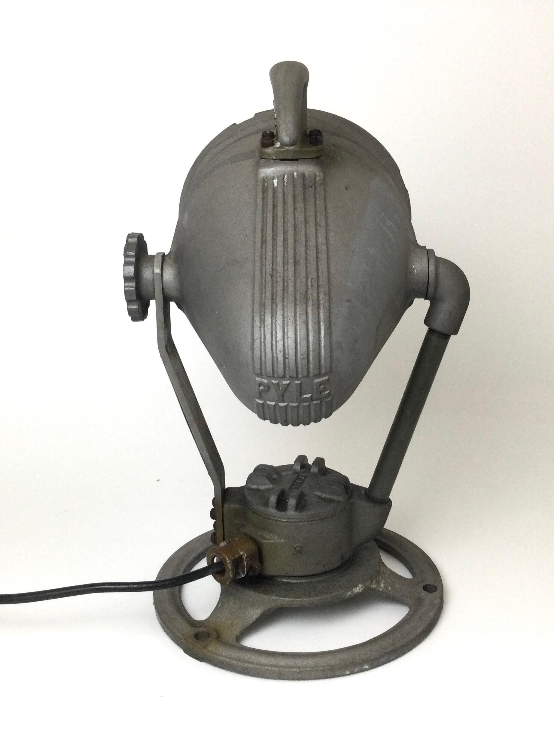 20th Century Large Antique Salvaged Pyle Nautical or Marine Spotlight For Sale