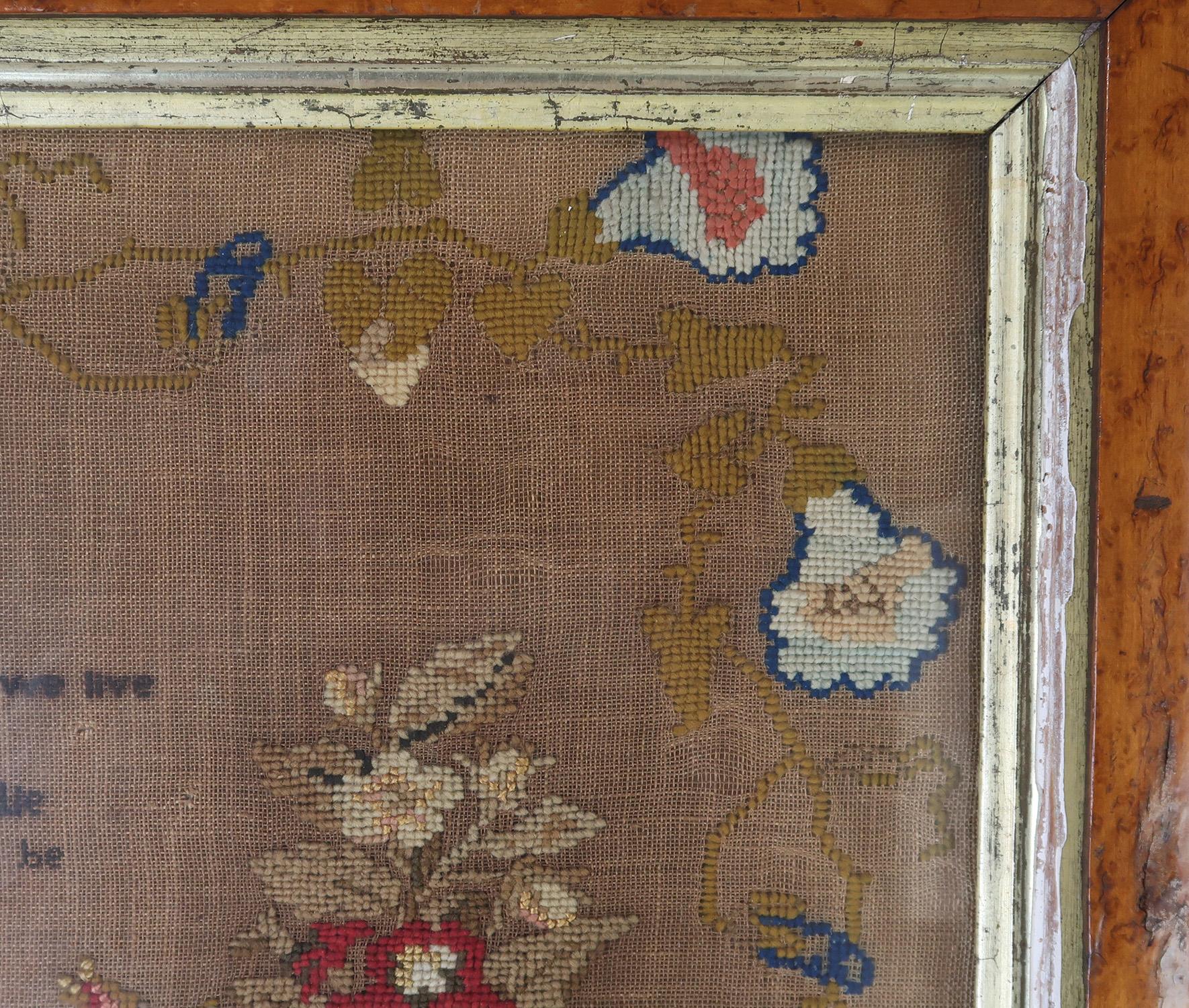 English Large Antique Sampler by Elizabeth Deuxberry, Dated 1846. For Sale
