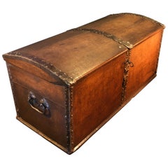 Large Antique Scandinavian Oak Trunk, 18th-19th Century