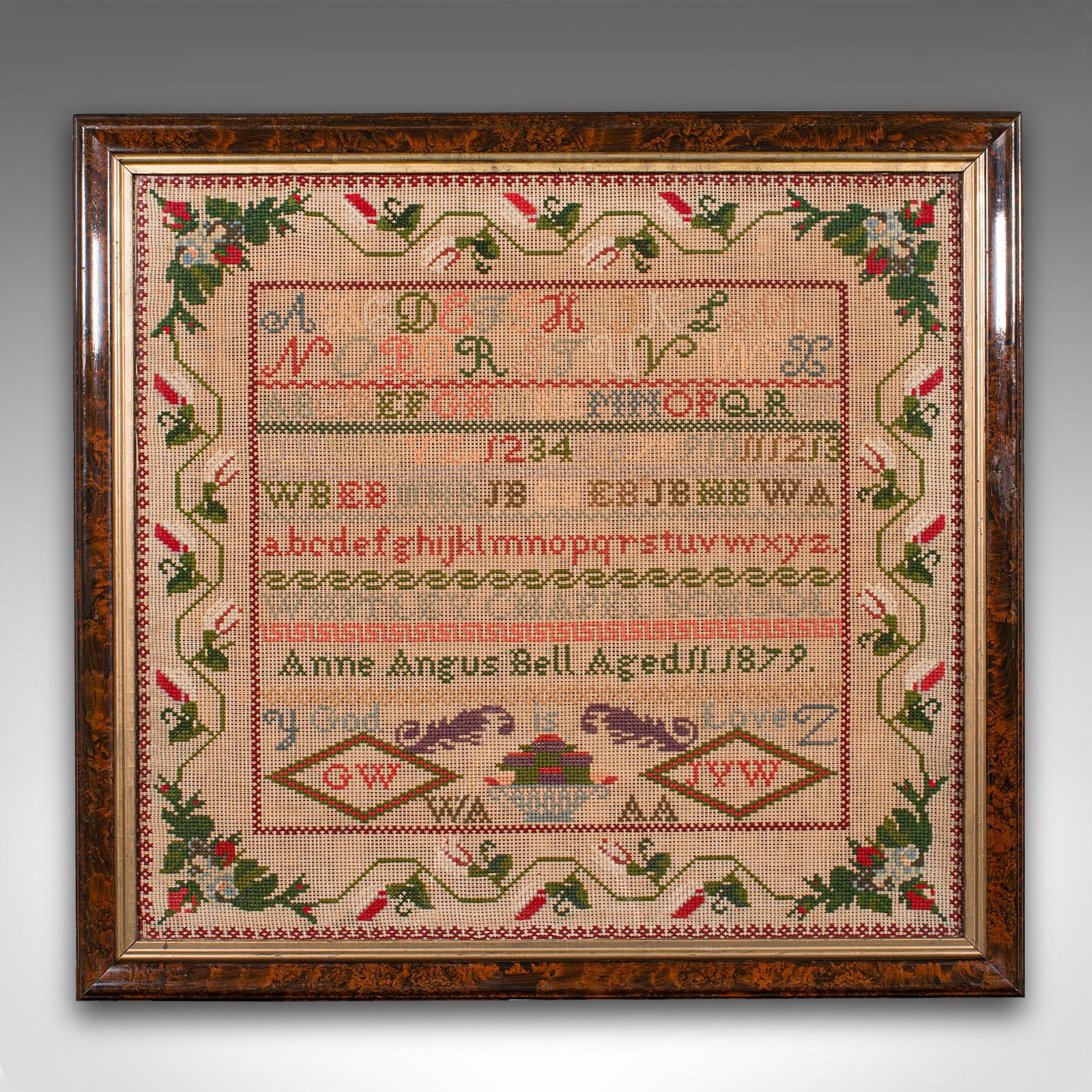 Gran Muestrario Antiguo Escolar, Inglés, Punto de Aguja, Cartel Político, Victoriano Británico en venta